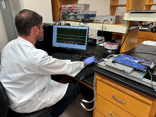 student looking at results on a computer