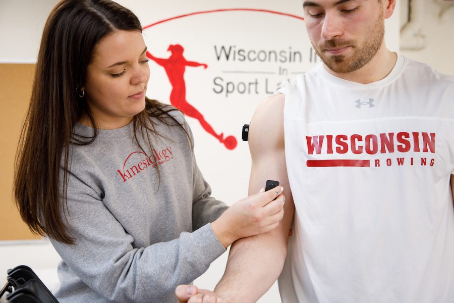 two students working in a sports injury lab